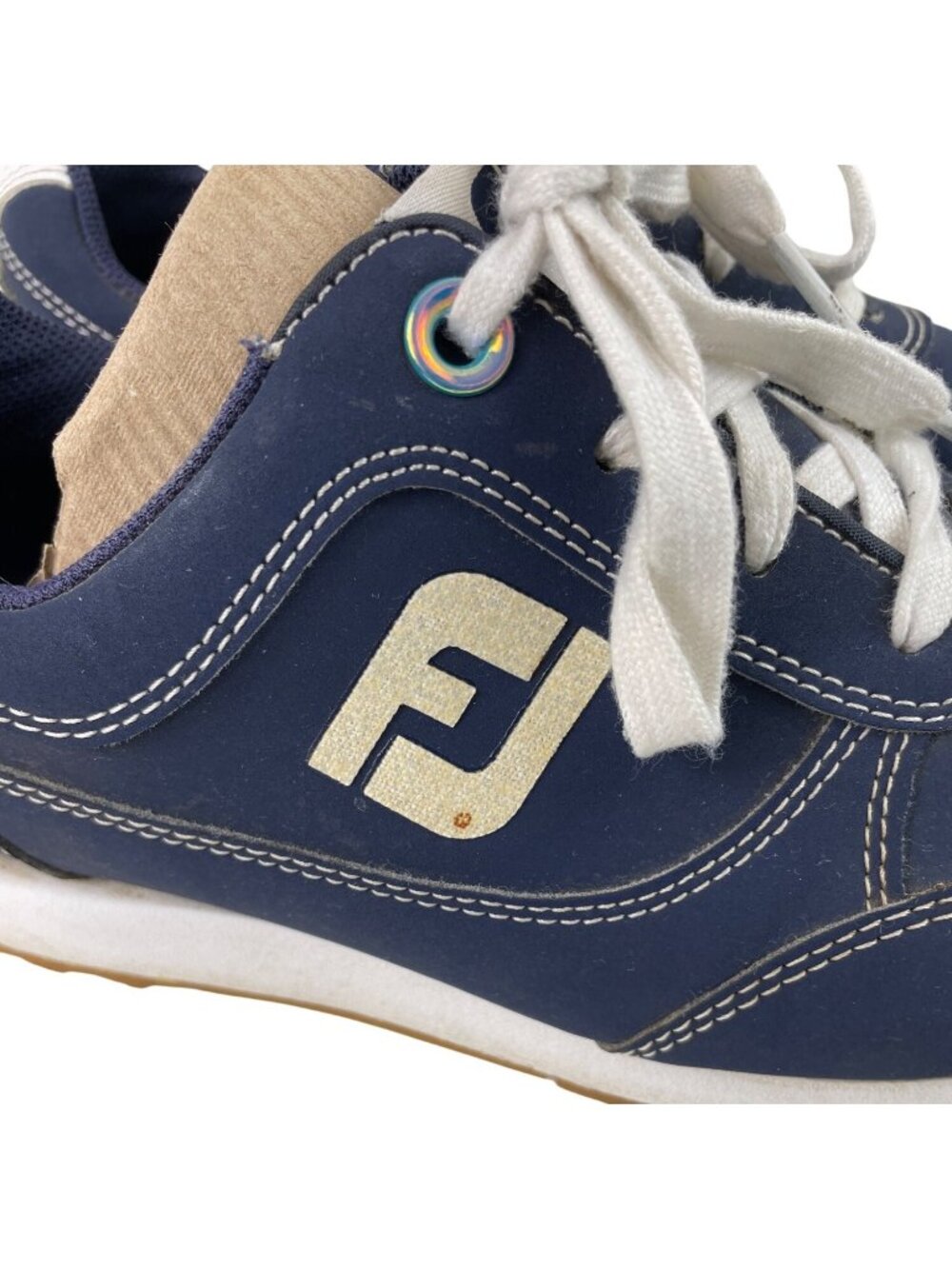FootJoy Sport Retro Women's Size 7.5M Spikeless Golf Shoes 92387 Navy Blue - Picture 9 of 13